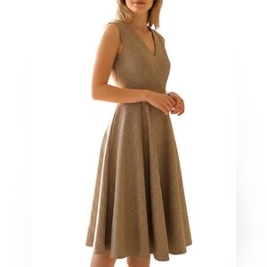 ModCloth Retro Fit and Flare Dress w/Pockets Plaid Tan Blue Red Medium Lined, 8